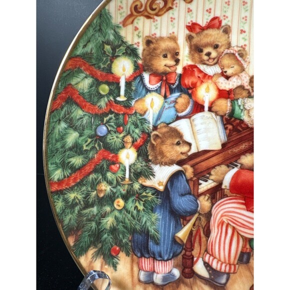 1989 Avon Together for Christmas Plate 8" Bears 22k Gold Trim - Picture 3 of 7